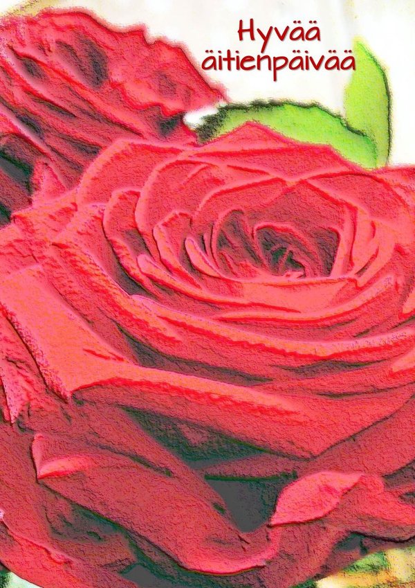 Äitienpäiväkortti Punainen ruusu, Hyvää äitienpäivää