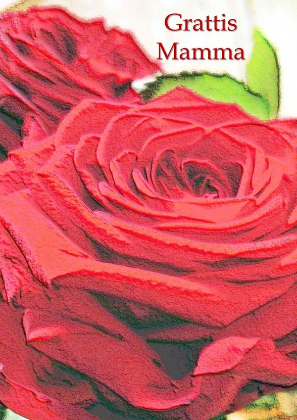 Äitienpäiväkortti Punainen ruusu, Grattis Mamma