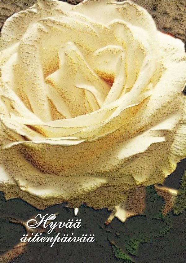 Äitienpäiväkortti Valkoinen Ruusu, Hyvää Äitienpäivää