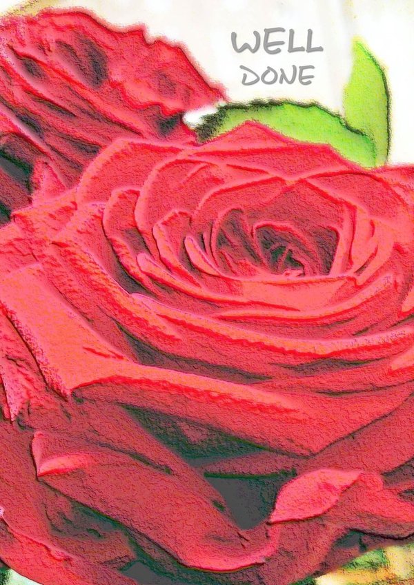 Well done - Punainen ruusu Onnittelukortti