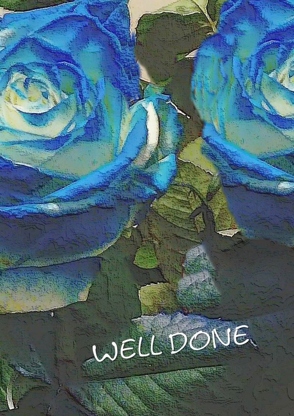 Well done - Sininen ruusu Onnittelukortti