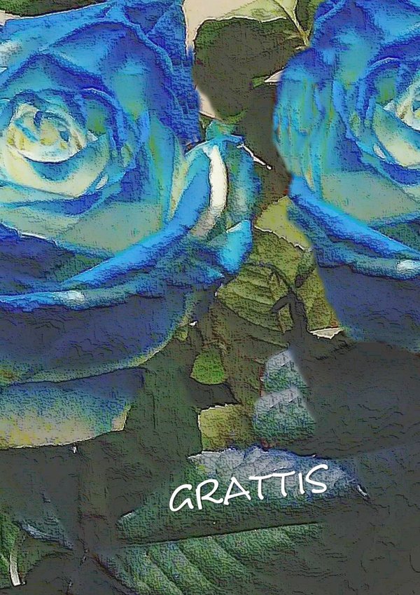 Grattis - Sininen ruusu onnittelukortti
