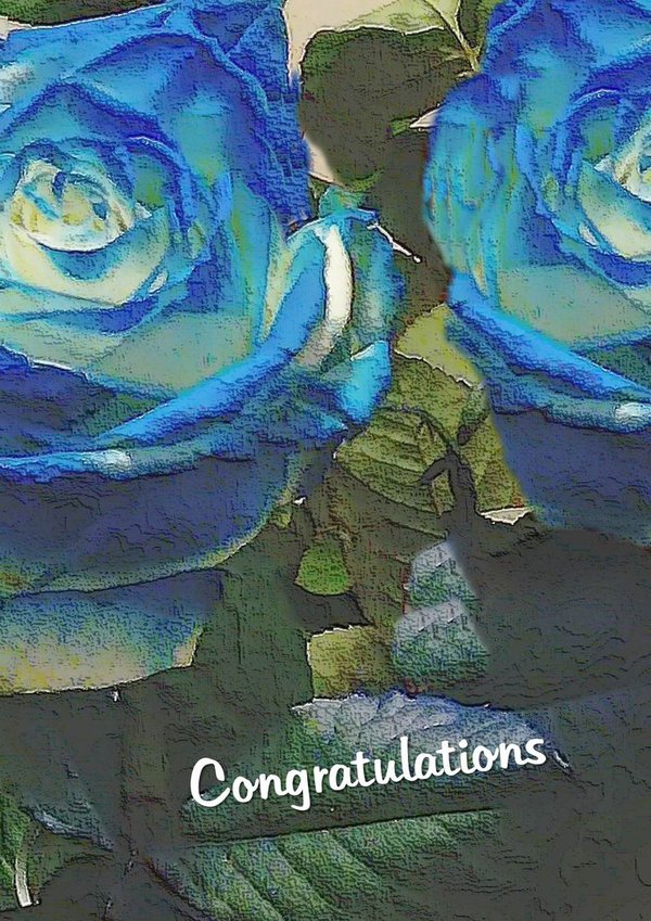 Congratulations - Sininen ruusu onnittelukortti