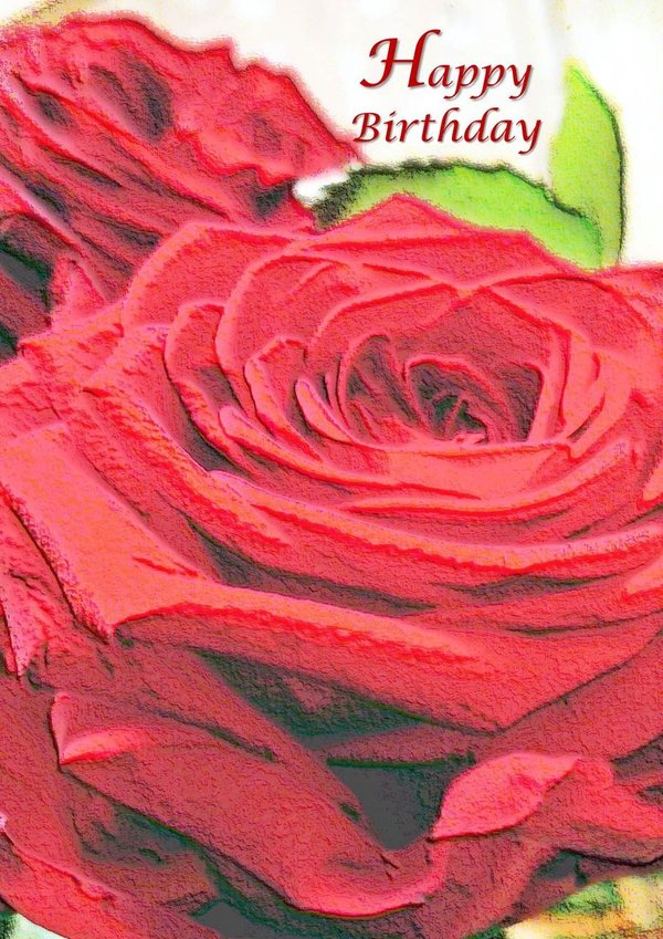 Happy Birthday - Punainen ruusu onnittelukortti
