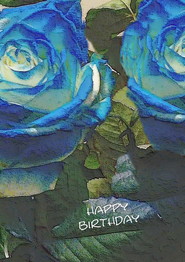 Happy Birthday - Sininen ruusu onnittelukortti