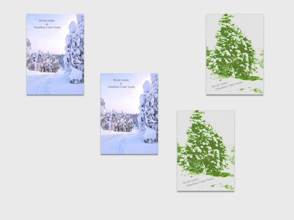 Ihana talvi 2-osaisten joulukorttien lajitelma